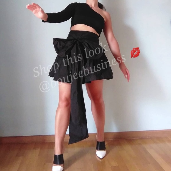 ZARA Bow Mini Skirt Size M Black BNWT - Picture 4 of 8